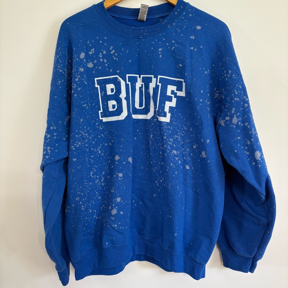 Gildan Blue Crewneck Sweater with BUF Print Buffalo Bills